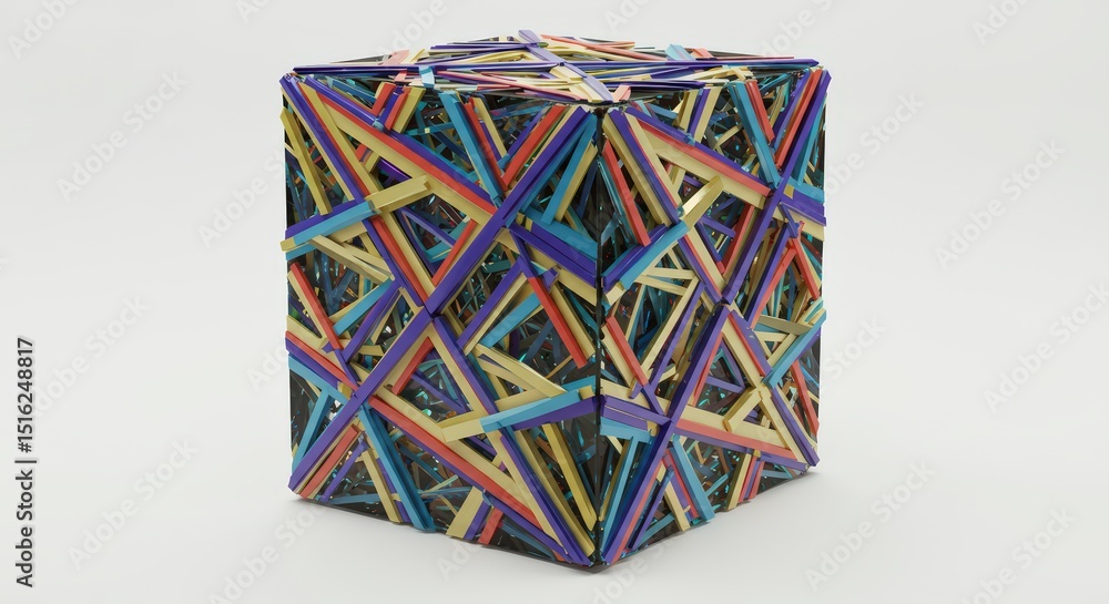 Poster abstract cube: a symphony of color and form
