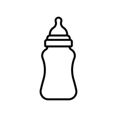 feeding bottle line icon, baby symbol, milk bottle icon eps10