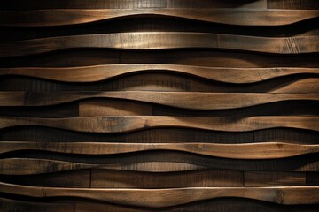 Dark wood wall panels, wavy design