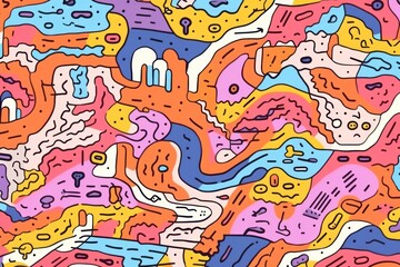 Vibrant doodle pattern abstract drawing sketch.