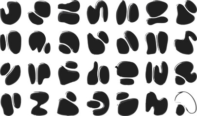 Abstract, organic, black, fluid, blob, shape, vector, design, modern, minimal, ink, splatter, artistic, form, decorative, smooth, pattern, element, contemporary, silhouette