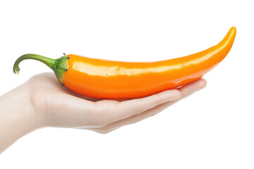 Isolated Hand Holding a Yellow Pepper