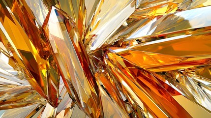Abstract crystalline formation of golden crystals.