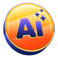 Artificial intelligence ai logo in orange and purple with stars