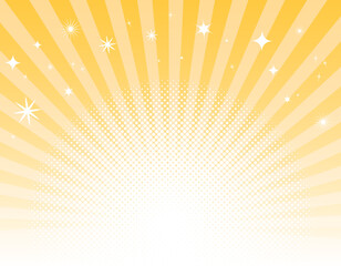 キラキラ光彩集中線ハーフトーンフレーム　黄　2