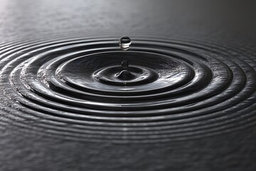 Fototapeta premium a liquid surface with subtle ripples created by a falling droplet, captured with high detail and diffused lighting to emphasize the fluid motion and texture.