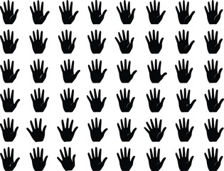 Silhouette vector hand icons collection, black palm signs set, gesture illustrations, stop symbol graphic, open hand shapes bundle