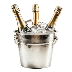 Isolated Champagne Bottles in Ice