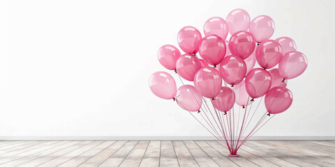 Pink balloons bunch on floor transparent PNG, isolated background cutout. Background copy space, balloon, festive, celebration, party, birthday graphic element