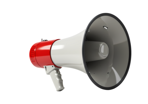 Red and Gray Megaphone isolated on transparent baackground