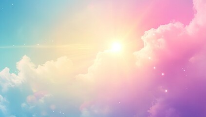 Soft Pastel Sky with Clouds and Sunlight