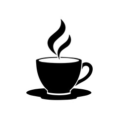 Steaming Cup Silhouette: A sleek black silhouette of a steaming cup, exuding warmth and comfort, perfect for conveying the simple pleasures of a relaxing beverage.