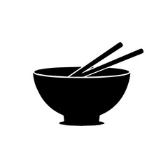 Simplicity of Cuisine: A minimalist illustration of a deep, round bowl paired with chopsticks, embodies the essence of culinary tradition.