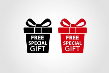 Free Special Gift Icons Black and Red Design, gift, icon, free, design, reward, graphics, visual, resource, premium, special, personal, promotion, quality, prize, clipart, minimal, package, offer, ico