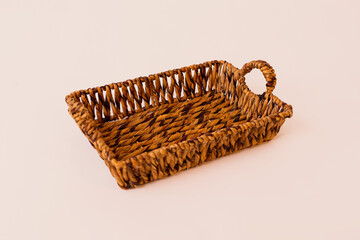 Closeup of a basket on a white background