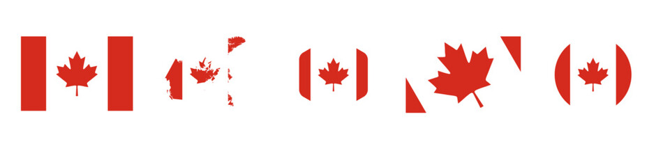 Canada flag stickers icon set