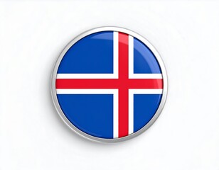 Obraz premium Flag of Iceland, button style