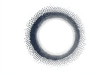 Circular pattern created with small dots in varying densities against a white background
