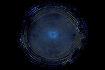 Abstract design featuring circular patterns in blue tones with a glowing center