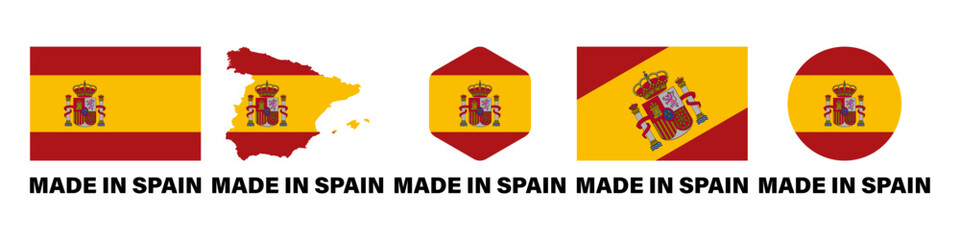 Made in Spain flag stickers icon set