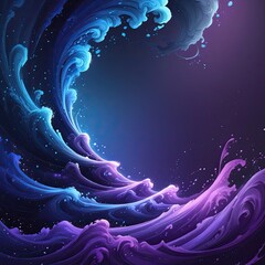 Vibrant Abstract Ocean Wave in Blue and Purple – Dynamic Digital Art Swirl