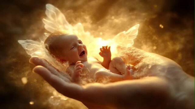 Newborn Angel Resting in Heavenly Light

