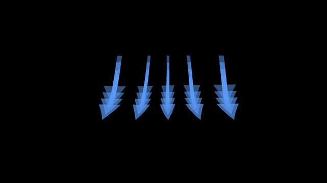 Arrows of the direction of movement. The effect of the air flow outlet on a black background, 4K