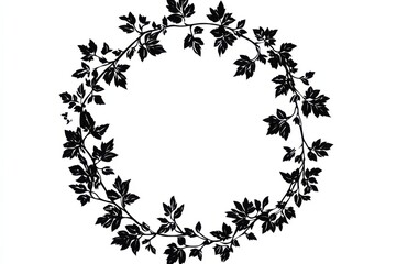 Decorative black leaf wreath design for creative projects and crafts