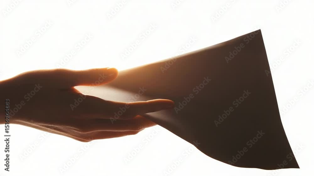 Poster a person holds a document or paper in their hand, possibly containing important information or a mes