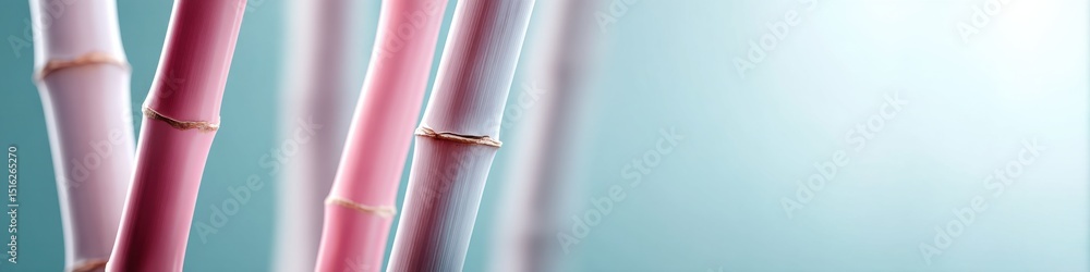 Poster Playful arrangement of bamboo trees with colorful background and ample copy space for text