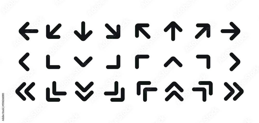 Poster arrow icon set. navigation arrow symbol. control button sign arrow icon set for website, ui, app. ar