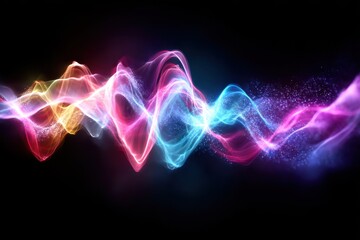 Colorful abstract light waves creating a dynamic visual effect in a dark background