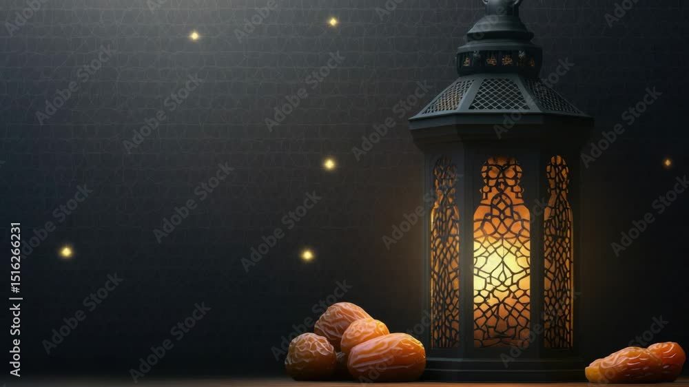 Poster a lantern sits on a table with a warm glow