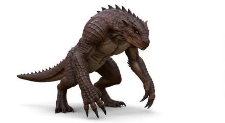Fototapeta premium Brown Fantasy Reptile Creature: 3D Render