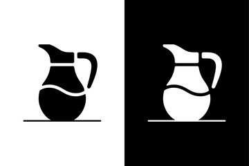 Water Pitcher Silhouette Vector Icon in Black and White for Kitchen Designs.