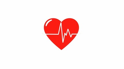 Heart Health Red Heart with EKG Line Graphic Illustration