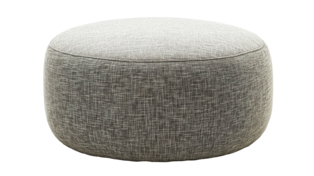 Isolated Light Gray Round Ottoman