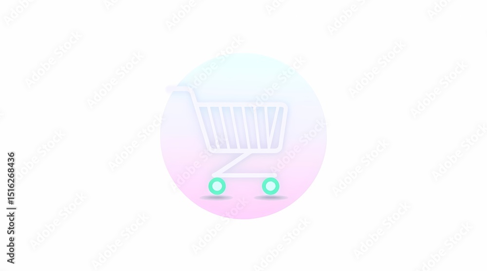 Poster shopping cart icon pastel gradient design element for website or app