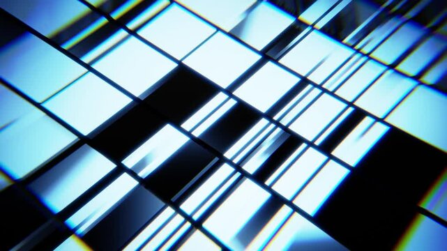 Geometric blue and black pattern tiles moving smoothly