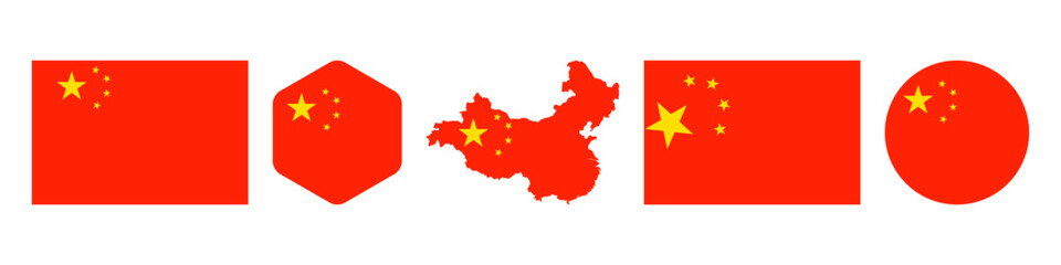 China flag stickers icon set