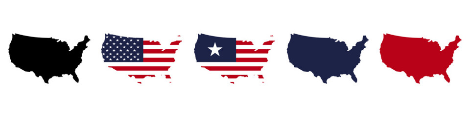 Usa flag map icons set