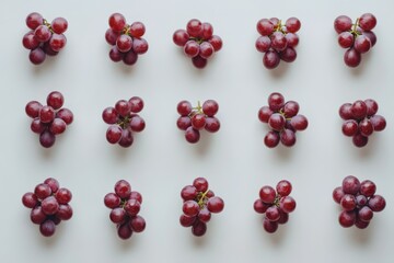 Fresh red grapes arranged in a decorative pattern on a light background