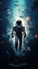 Fototapeta premium Astronaut adventure outdoors nature.