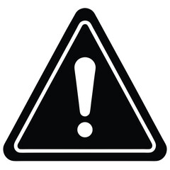 Black and White Warning Sign with Exclamation Point Inside Triangle Outline Symbol