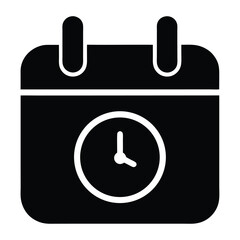 Obraz premium Black Calendar Icon with Clock Showing Almost Five O'Clock Time