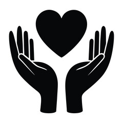 Obraz premium Black Heart Floating Above Open Hands Love, Care, and Giving Icon