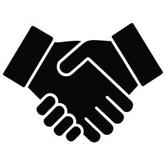 Obraz premium Black Silhouette Illustration of a Handshake Signifying Agreement and Partnership Deal