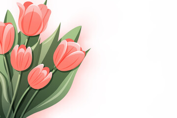horizontal banner with a bouquet of tulips