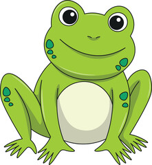 Cute frog cartoon. Flat vector illustration. Wild life animals. Cute animal on white background