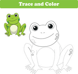 Handwriting Practice. Tracing lines and coloring frog for children. Vector Illustration